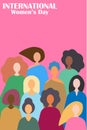 illustration of international women on pink background